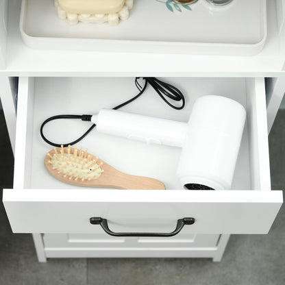 Modern Bathroom Cabinet, Narrow Bathroom Vanities with 3 Open Shelves, Drawer and Adjustable Shelf, White Bathroom Cabinets   at Gallery Canada