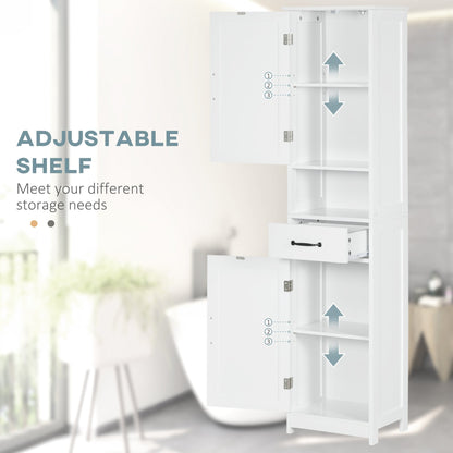 Modern Bathroom Cabinet, Narrow Bathroom Vanities with Open Shelf Drawer Recessed Doors and Adjustable Shelves White Bathroom Cabinets   at Gallery Canada