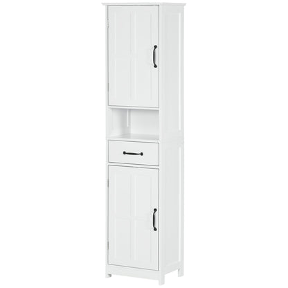 Modern Bathroom Cabinet, Narrow Bathroom Vanities with Open Shelf Drawer Recessed Doors and Adjustable Shelves White Bathroom Cabinets White  at Gallery Canada