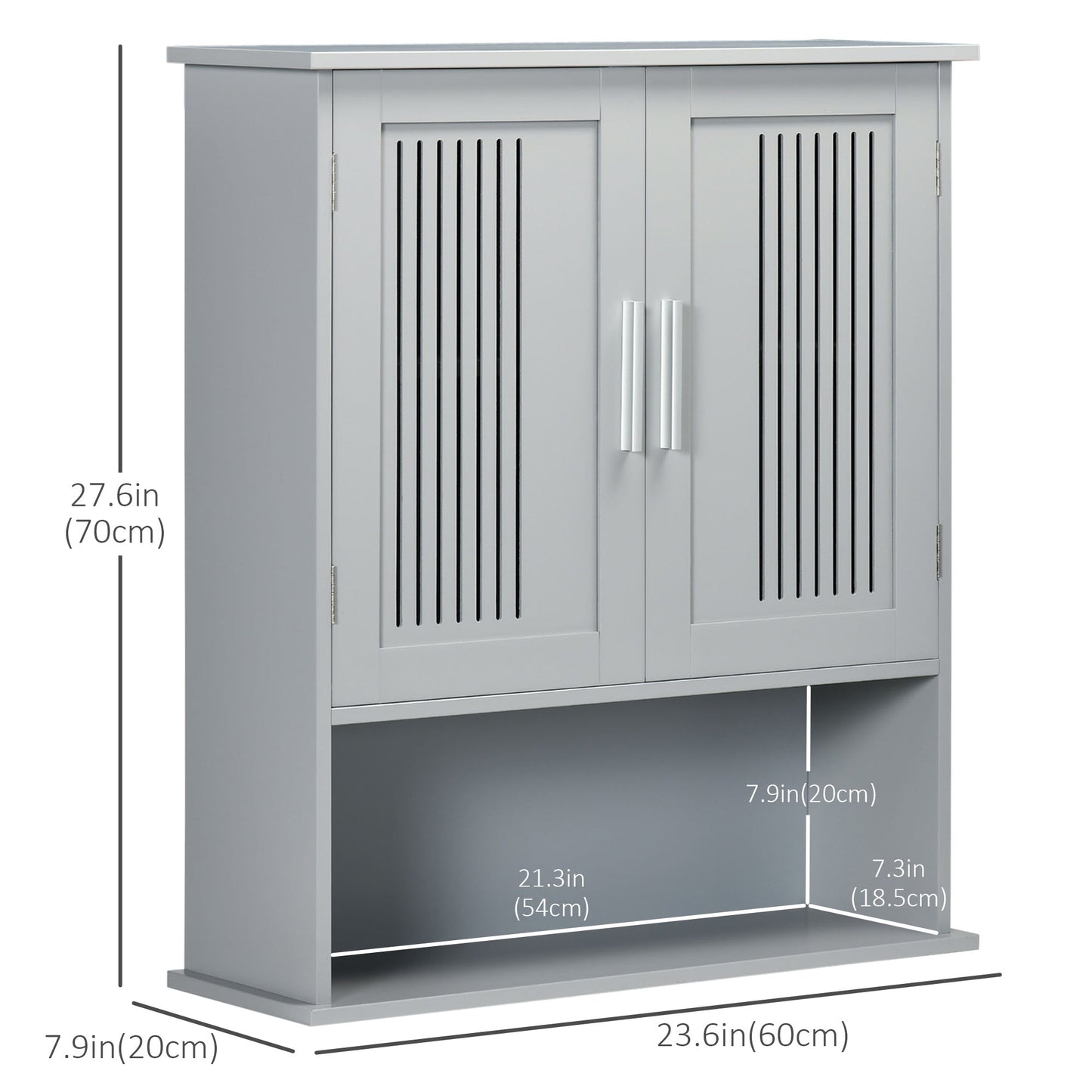 Modern Bathroom Cabinet, Wall Mounted Medicine Cabinet, Storage Organizer with 2 Door Cabinet and Shelf, Grey Wall Mounted Cabinets   at Gallery Canada