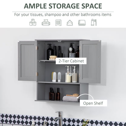 Modern Bathroom Cabinet, Wall Mounted Medicine Cabinet, Storage Organizer with 2 Door Cabinet and Shelf, Grey Wall Mounted Cabinets   at Gallery Canada