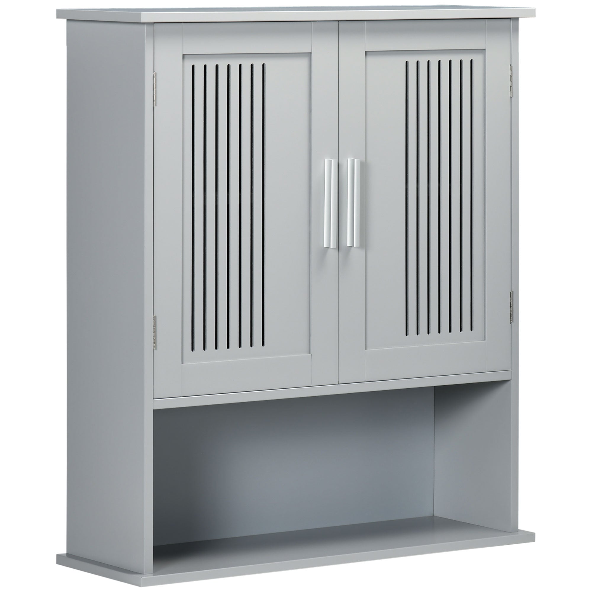 Modern Bathroom Cabinet, Wall Mounted Medicine Cabinet, Storage Organizer with 2 Door Cabinet and Shelf, Grey Wall Mounted Cabinets Grey  at Gallery Canada