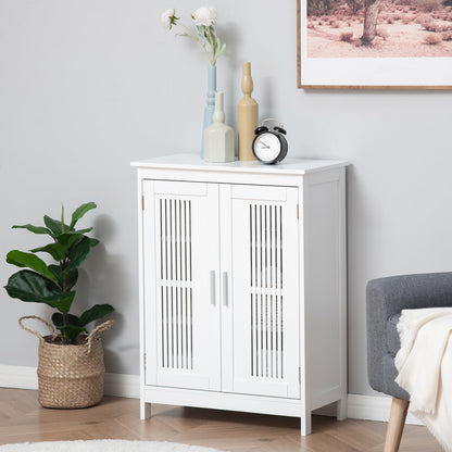 Modern Bathroom Floor Cabinet, Free Standing Linen Cabinet, Storage Cupboard with 3 Tier Shelves, White Bathroom Cabinets   at Gallery Canada