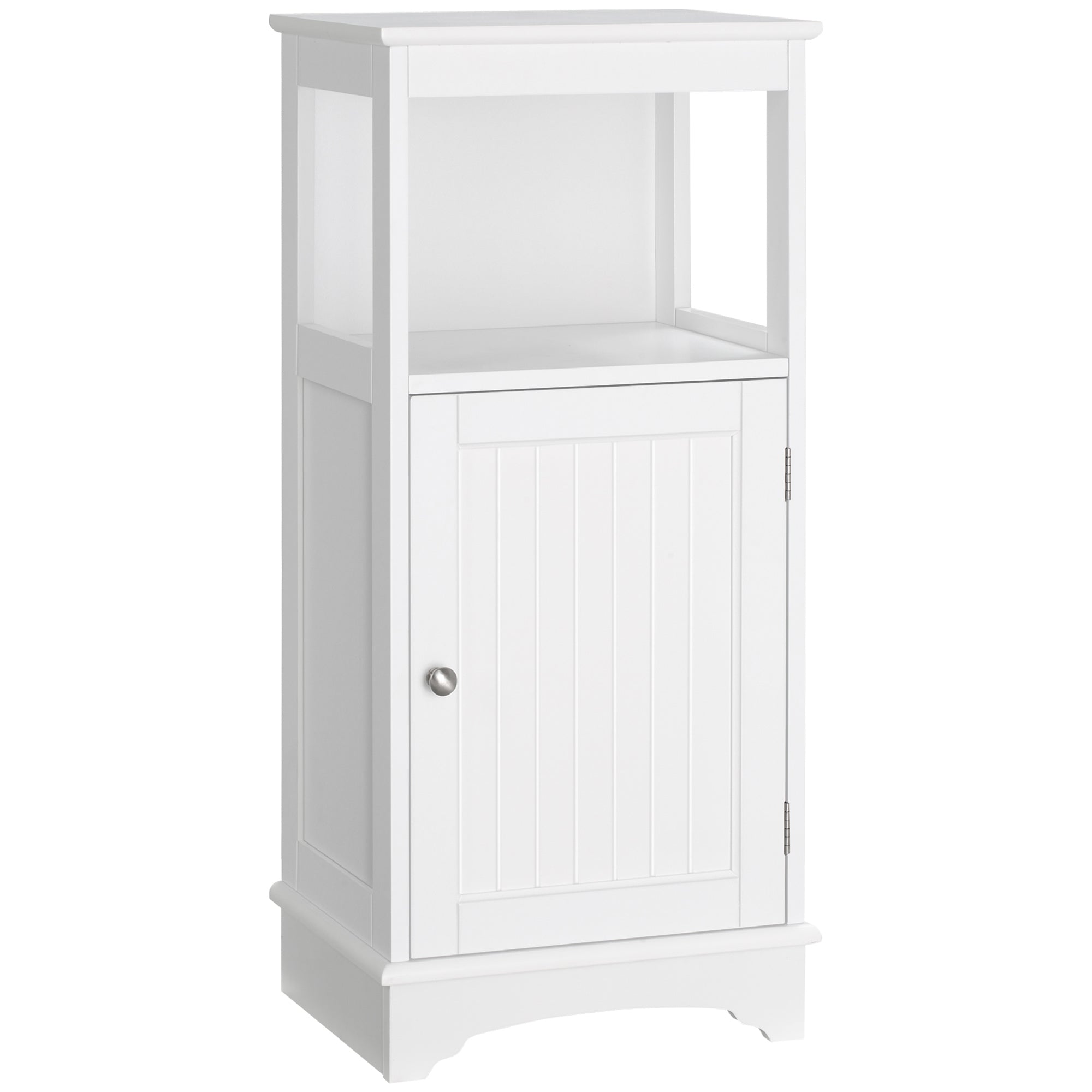 Modern Bathroom Floor Cabinet with Open Shelf, Freestanding Storage Organizer Unit with Single Door for Home Office, Living Room, White Bathroom Cabinets White  at Gallery Canada