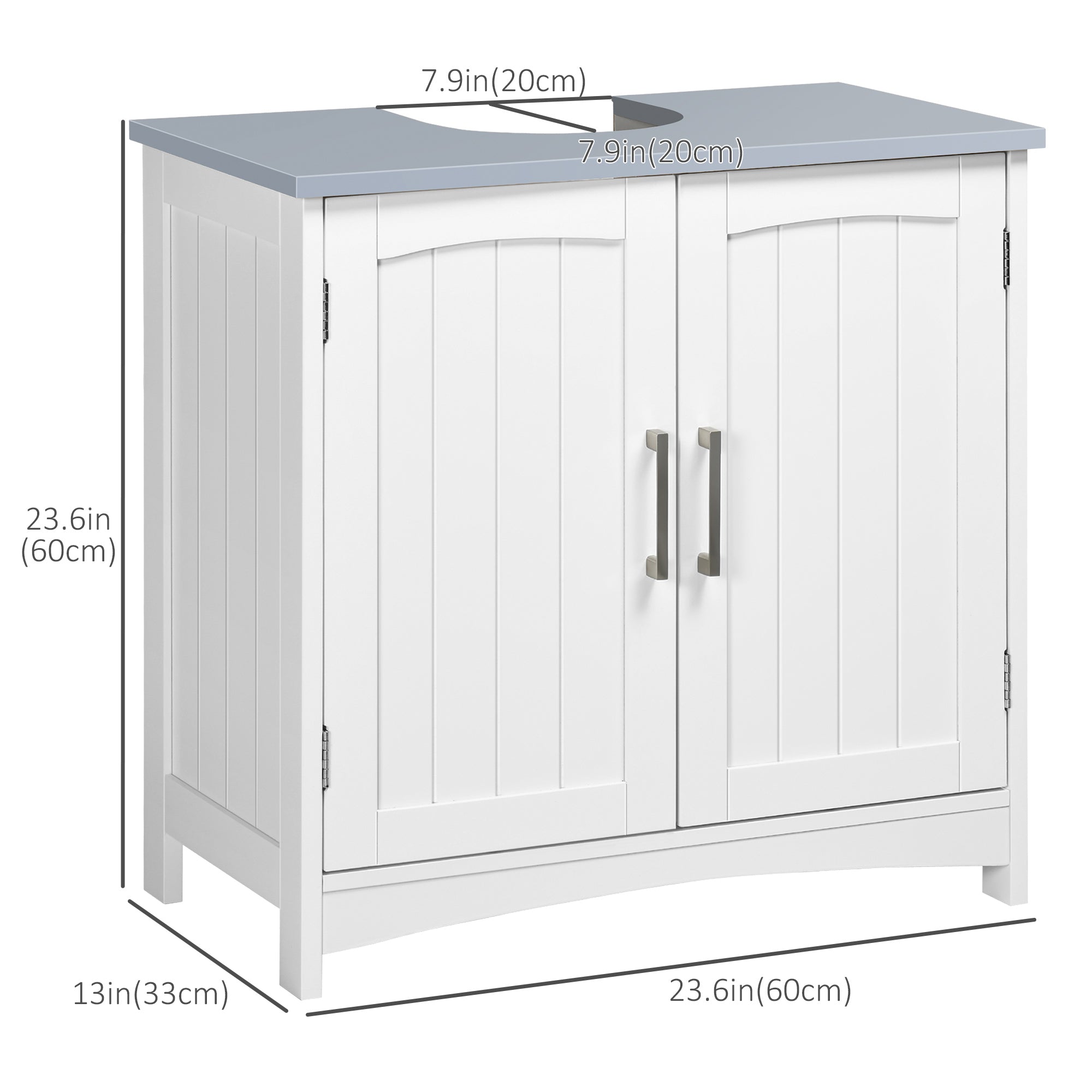 Modern Bathroom Sink Cabinet, Pedestal Sink Storage Cabinet with Double Doors and Adjustable Shelf, White Bathroom Cabinets   at Gallery Canada