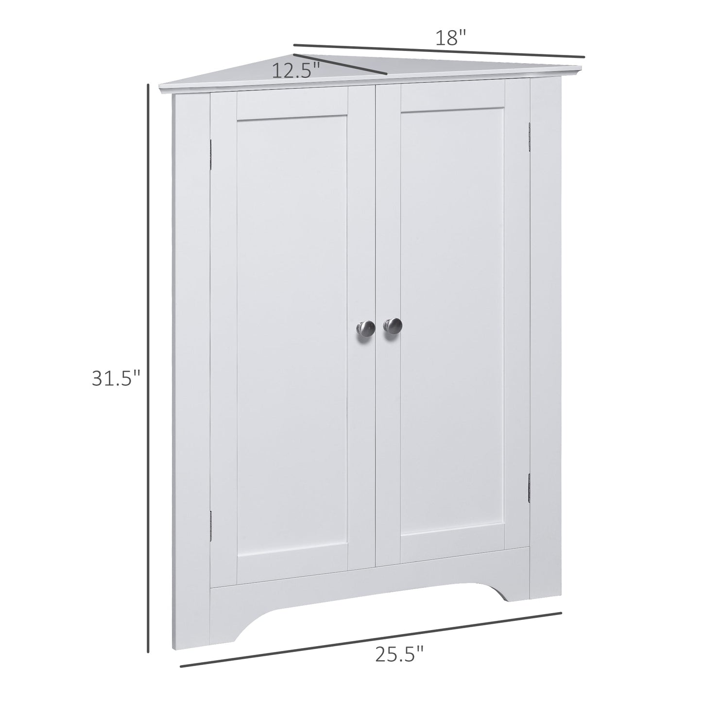 Modern Bathroom Storage Cabinet, Corner Cabinet with Doors, Bathroom Cabinet with Adjustable Shelf and Recessed Door, White Bathroom Cabinets   at Gallery Canada