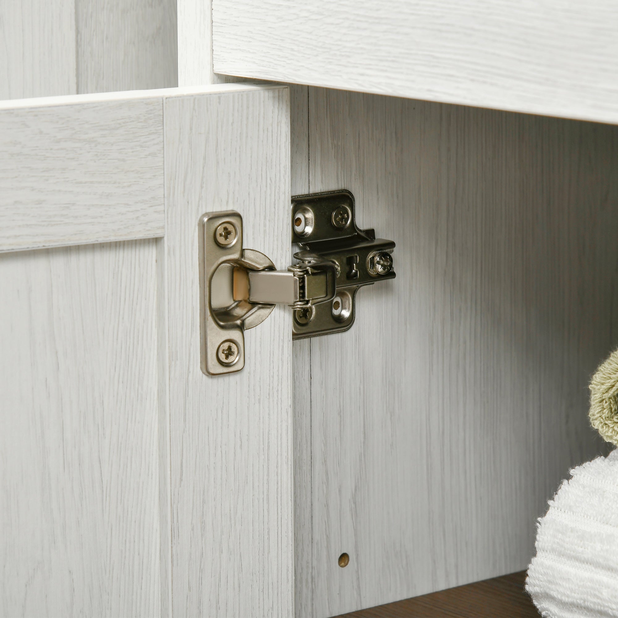 Modern Bathroom Storage Cabinet, Free Standing Bathroom Cabinet, Open Compartment and Cupboard with Adjustable Shelf, White and Walnut Bathroom Cabinets   at Gallery Canada