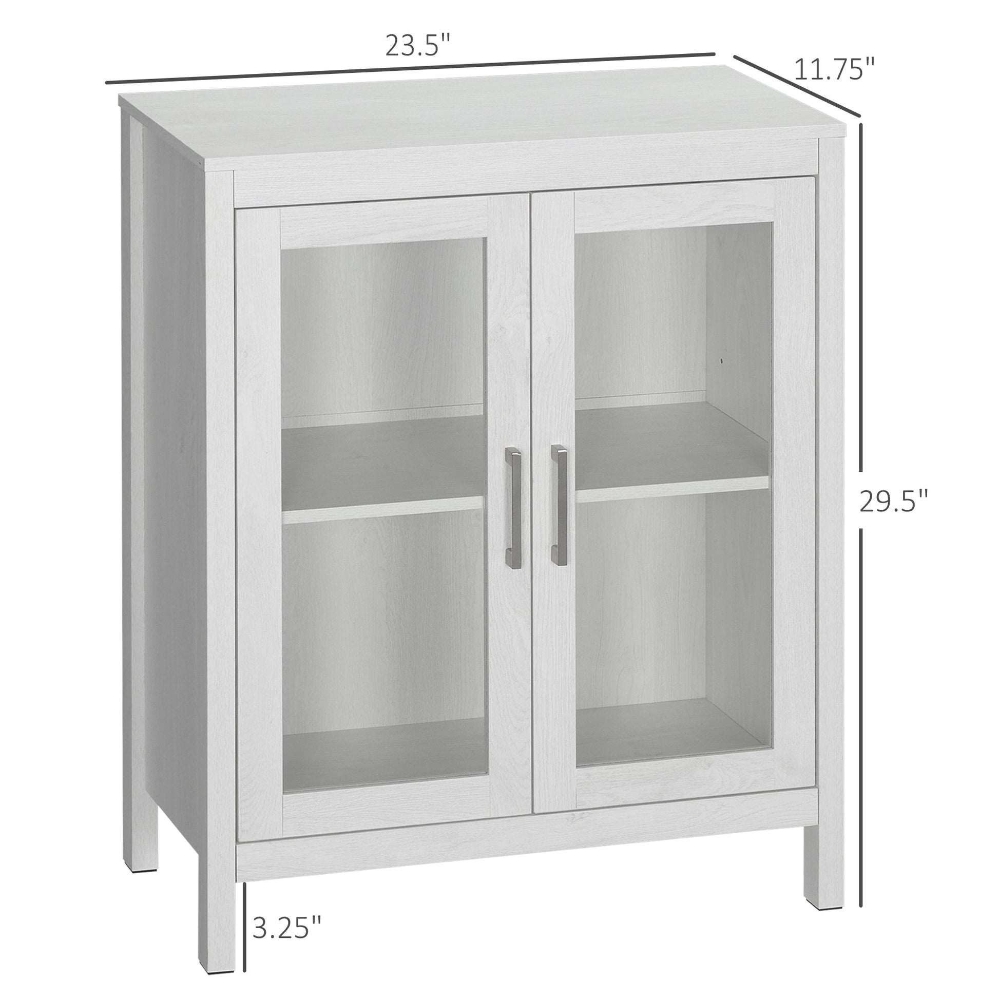 Modern Bathroom Storage Cabinet, Free Standing Bathroom Cabinet with Double Glass Doors and Adjustable Shelf, White Bathroom Cabinets   at Gallery Canada