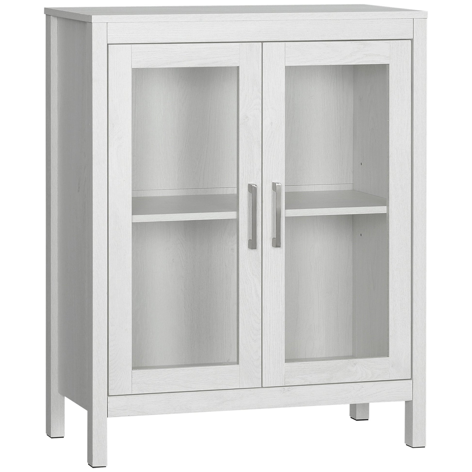 Modern Bathroom Storage Cabinet, Free Standing Bathroom Cabinet with Double Glass Doors and Adjustable Shelf, White Bathroom Cabinets White  at Gallery Canada