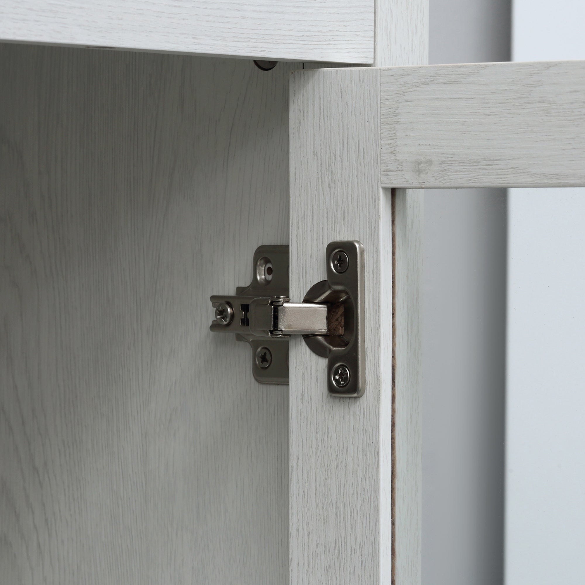 Modern Bathroom Storage Cabinet, Free Standing Bathroom Cabinet with Double Glass Doors and Adjustable Shelf, White Bathroom Cabinets   at Gallery Canada