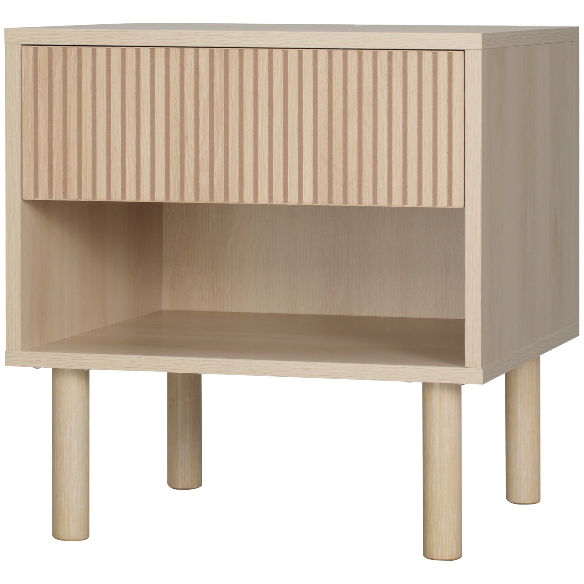 Modern Bedside Table with Drawer and Open Shelf, Sofa Side Table for Bedroom Living Room, Natural Bedside Tables Natural  at Gallery Canada