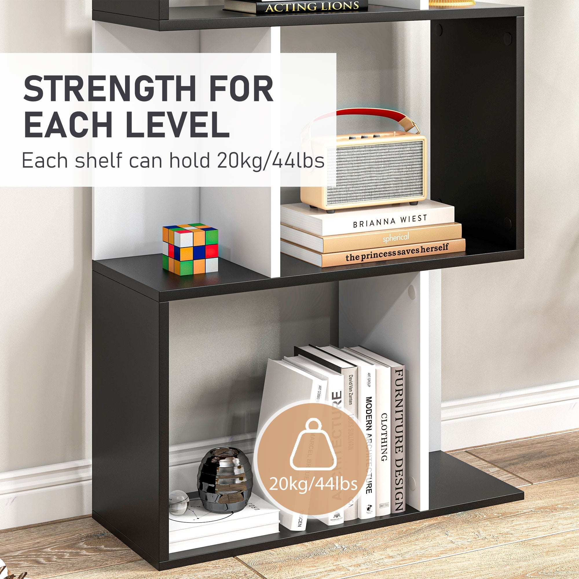 Modern Bookcase 5-Tier Display Shelf Storage Shelf Room Divider Living Room Home Office Furniture, Black Display Bookshelves   at Gallery Canada