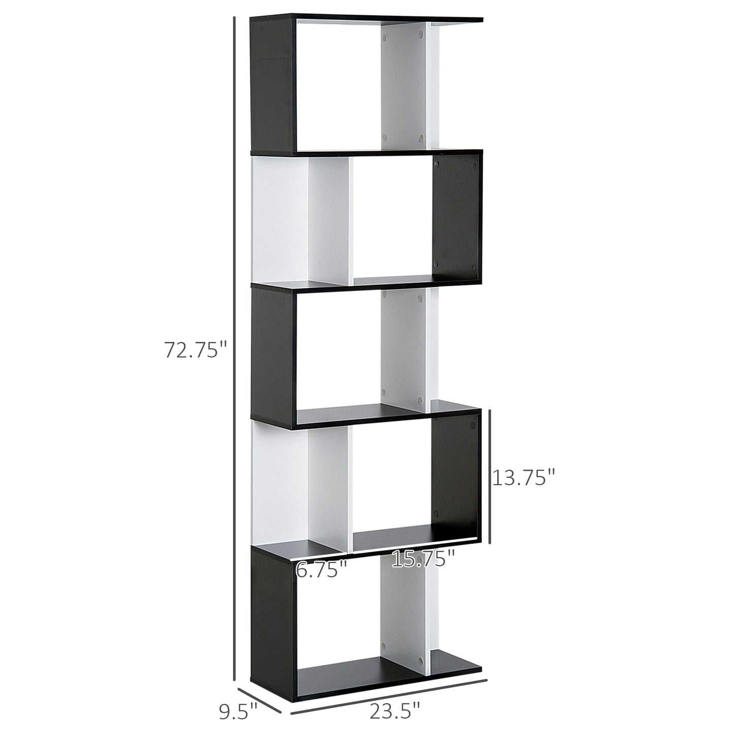 Modern Bookcase 5-Tier Display Shelf Storage Shelf Room Divider Living Room Home Office Furniture, Black Display Bookshelves   at Gallery Canada