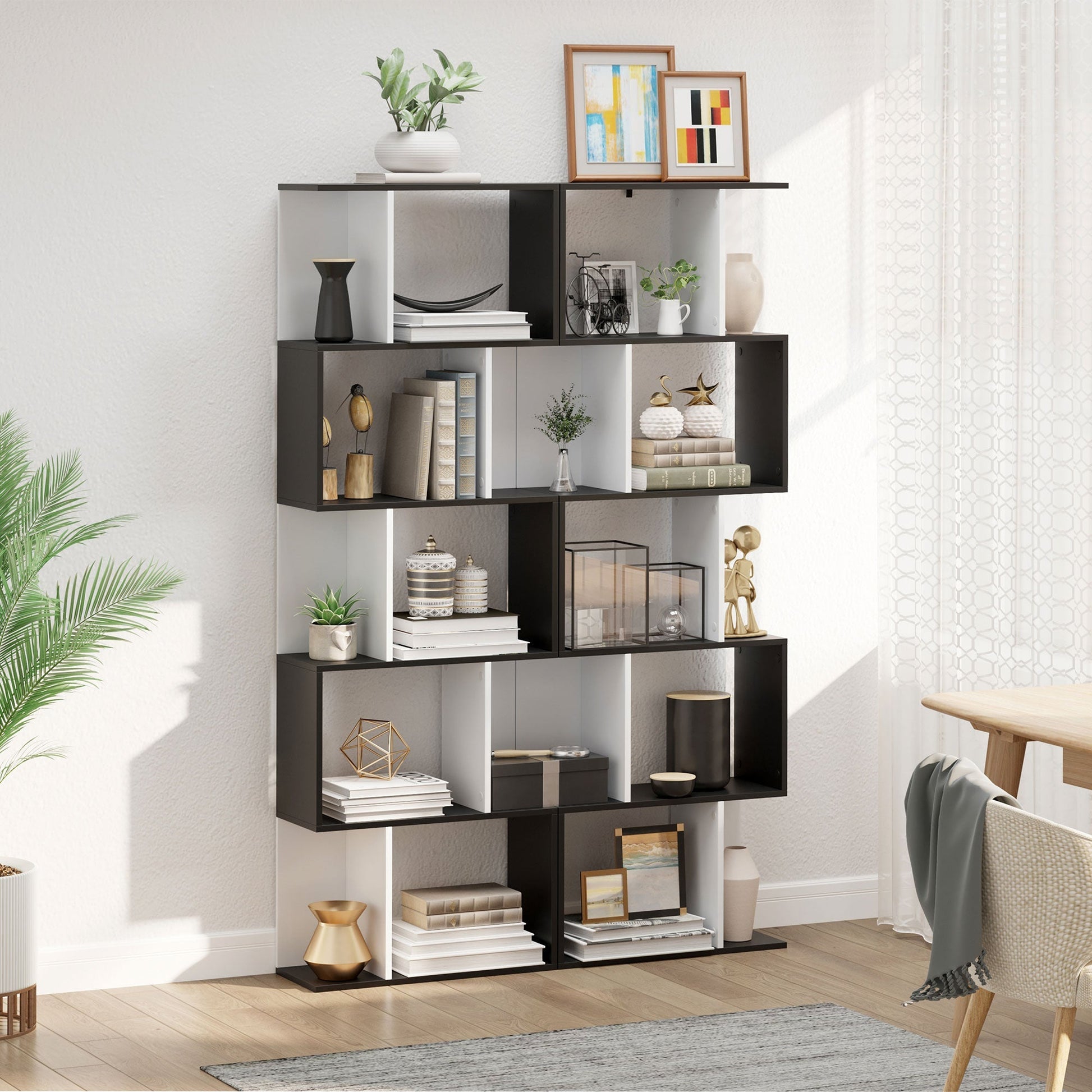 Modern Bookcase 5-Tier Display Shelf Storage Shelf Room Divider Living Room Home Office Furniture, Black Display Bookshelves   at Gallery Canada