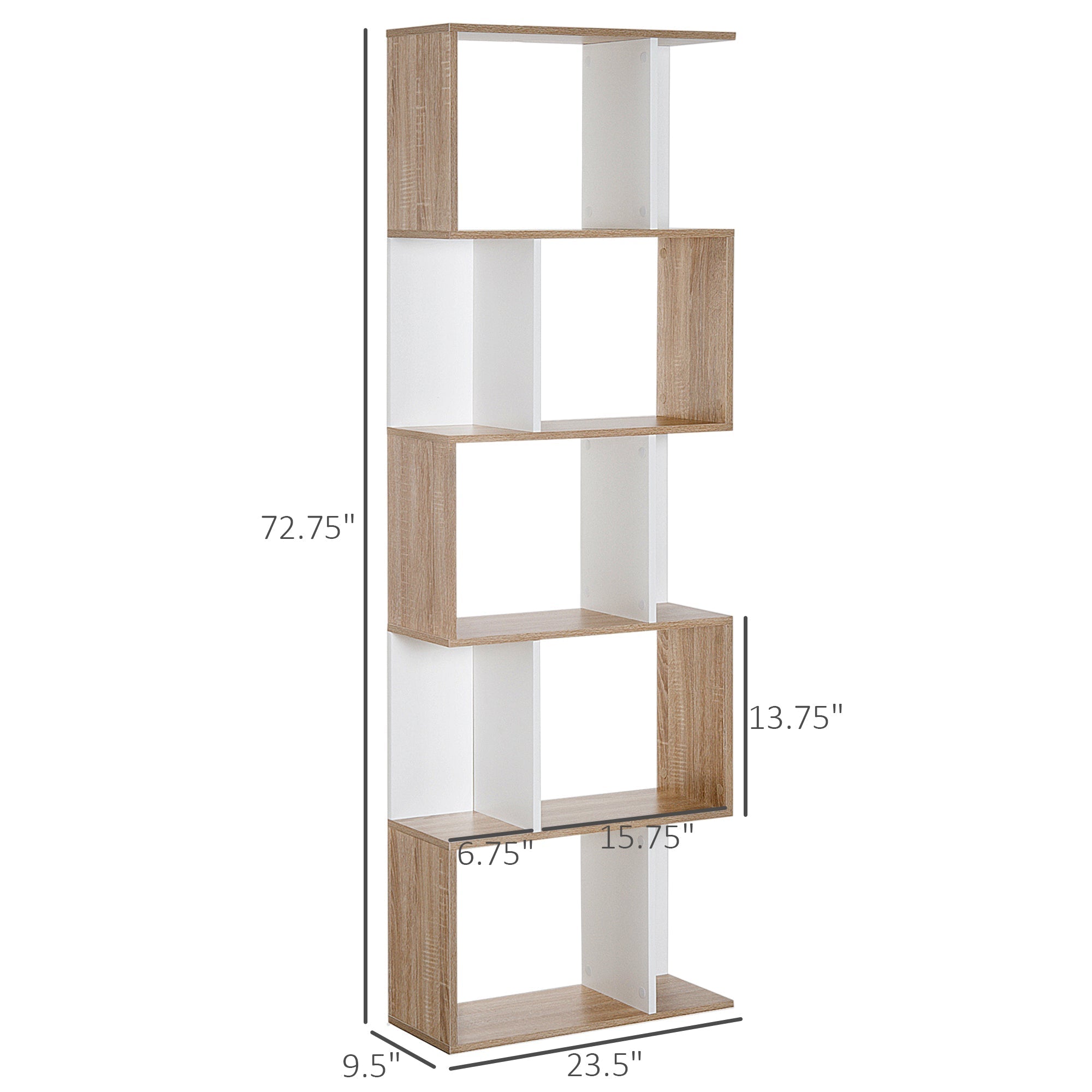 Modern Bookcase 5-Tier Display Shelf Storage Shelf Room Divider Living Room Home Office Furniture, White Display Bookshelves   at Gallery Canada