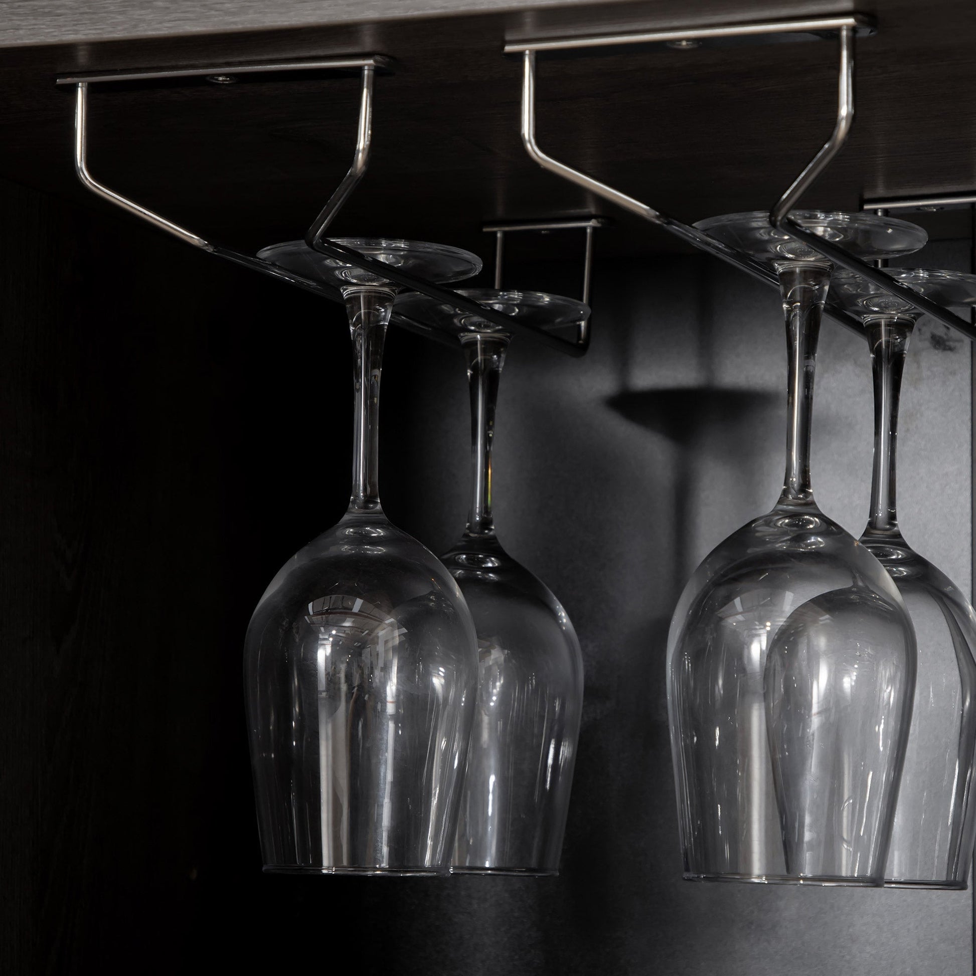 Buffet Cabinet with Wine Glass Rack, 8-Grid Wine Rack, Adjustable Shelves, Grey Bar Cabinets   at Gallery Canada