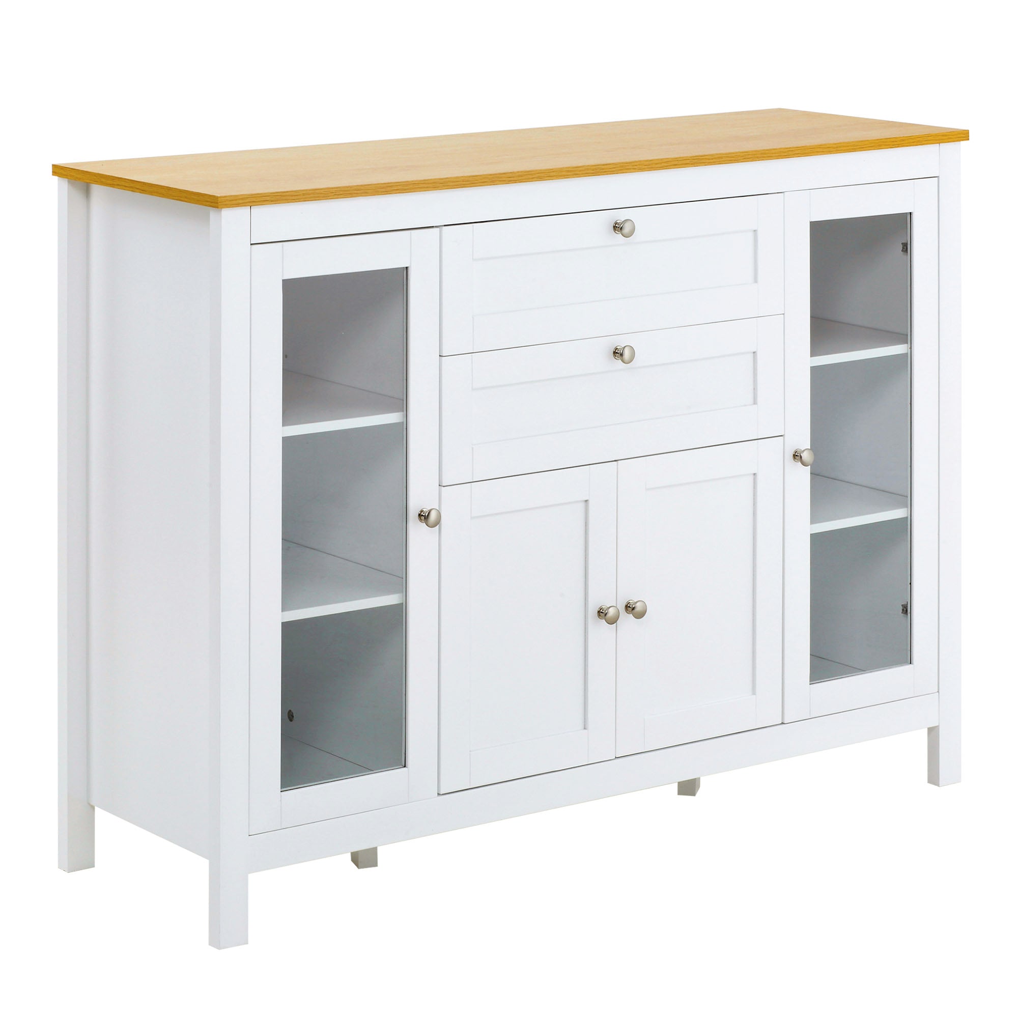 Modern Buffet Cabinet Sideboard with Storage Cupboard Glass Doors and Adjustable Shelves for Kitchen Living Room Oak White Bar Cabinets Multi Colour  at Gallery Canada