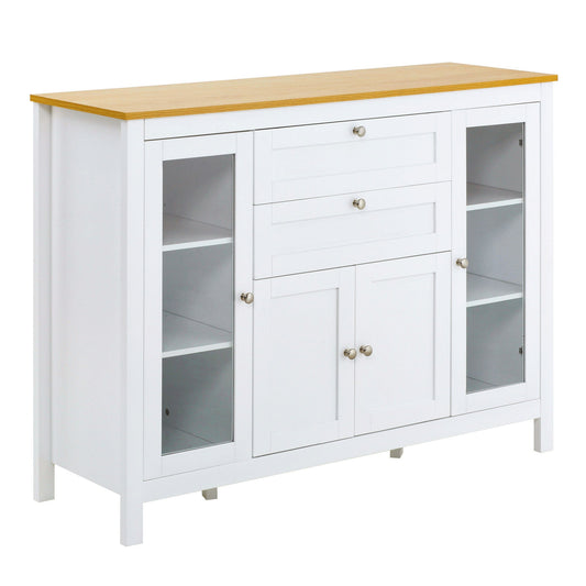 Modern Buffet Cabinet Sideboard with Storage Cupboard Glass Doors and Adjustable Shelves for Kitchen Living Room Oak White Bar Cabinets Multi Colour  at Gallery Canada