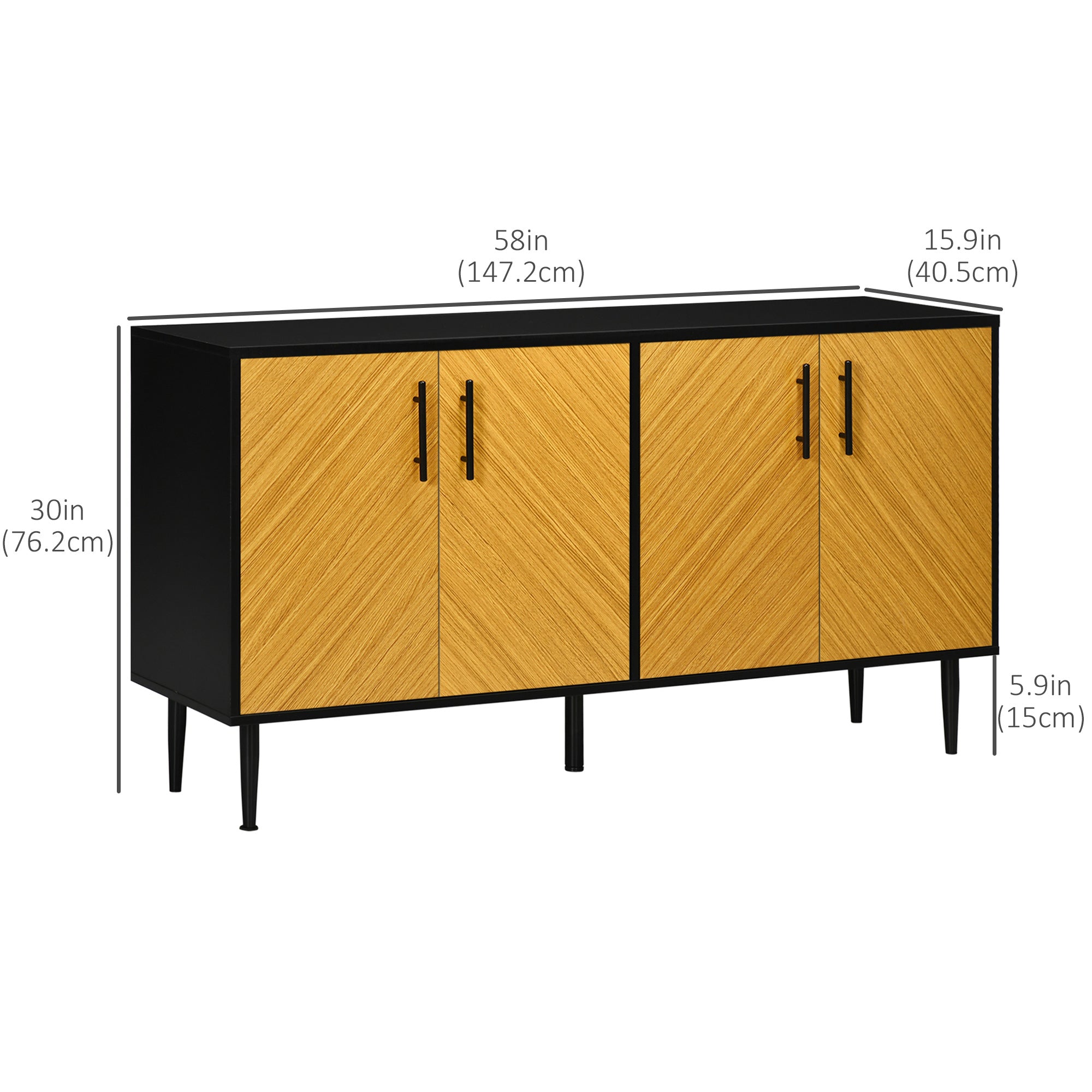 Modern Buffet Sideboard Kitchen Dining Storage Bar Cabinet with Adjustable Shelves Yellow Bar Cabinets   at Gallery Canada