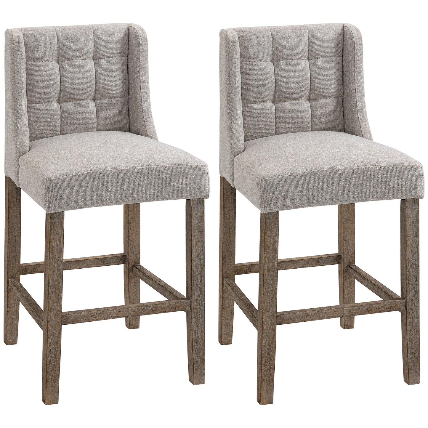 Modern Counter Bar Stools Tufted Upholstered Counter Chairs Set of 2 for Kitchen, Beige Bar Stools Beige  at Gallery Canada