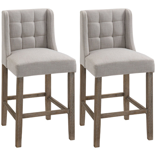 Modern Counter Bar Stools Tufted Upholstered Counter Chairs Set of 2 for Kitchen, Beige