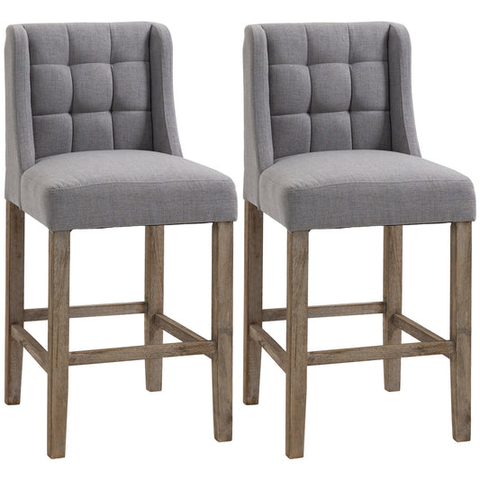 Modern Counter Bar Stools Tufted Upholstered Counter Chairs Set of 2 for Kitchen, Grey Bar Stools Grey  at Gallery Canada