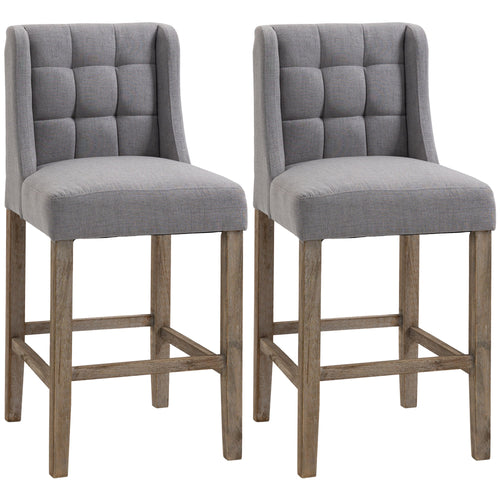 Modern Counter Bar Stools Tufted Upholstered Counter Chairs Set of 2 for Kitchen, Grey