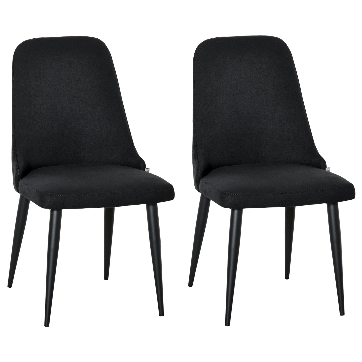 Modern Dining Chair Set of 2, Fabric Upholstered Side Chairs for Kitchen Living Room with Metal Legs, Black Bar Stools Black  at Gallery Canada