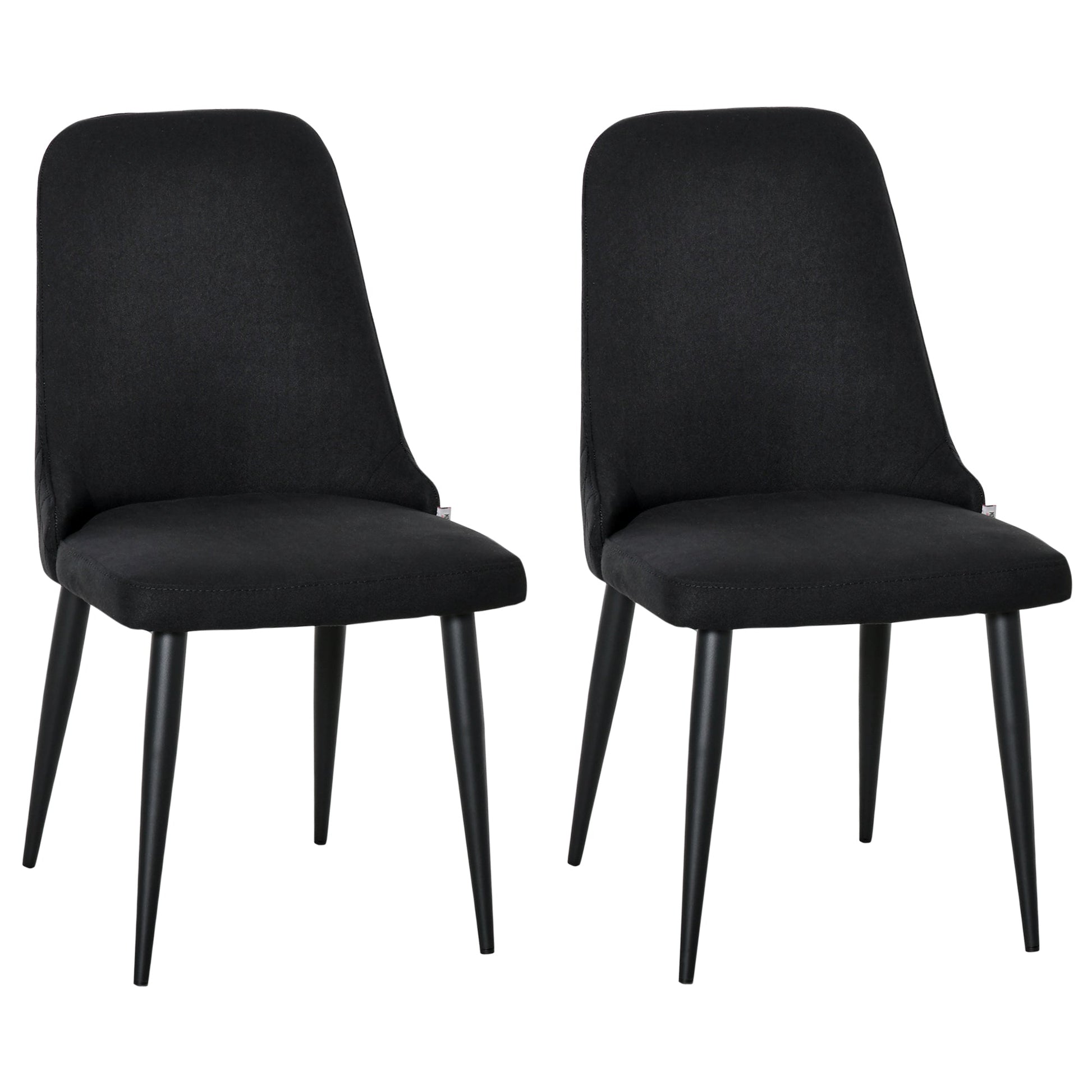 Modern Dining Chair Set of 2, Fabric Upholstered Side Chairs for Kitchen Living Room with Metal Legs, Black Bar Stools Black  at Gallery Canada