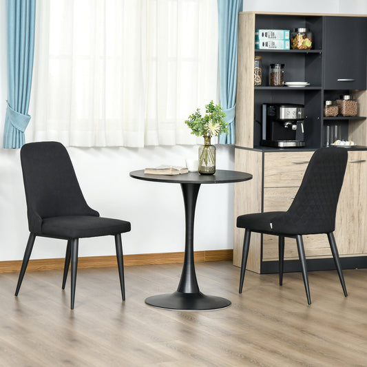 Modern Dining Chair Set of 2, Fabric Upholstered Side Chairs for Kitchen Living Room with Metal Legs, Black Bar Stools Black  at Gallery Canada