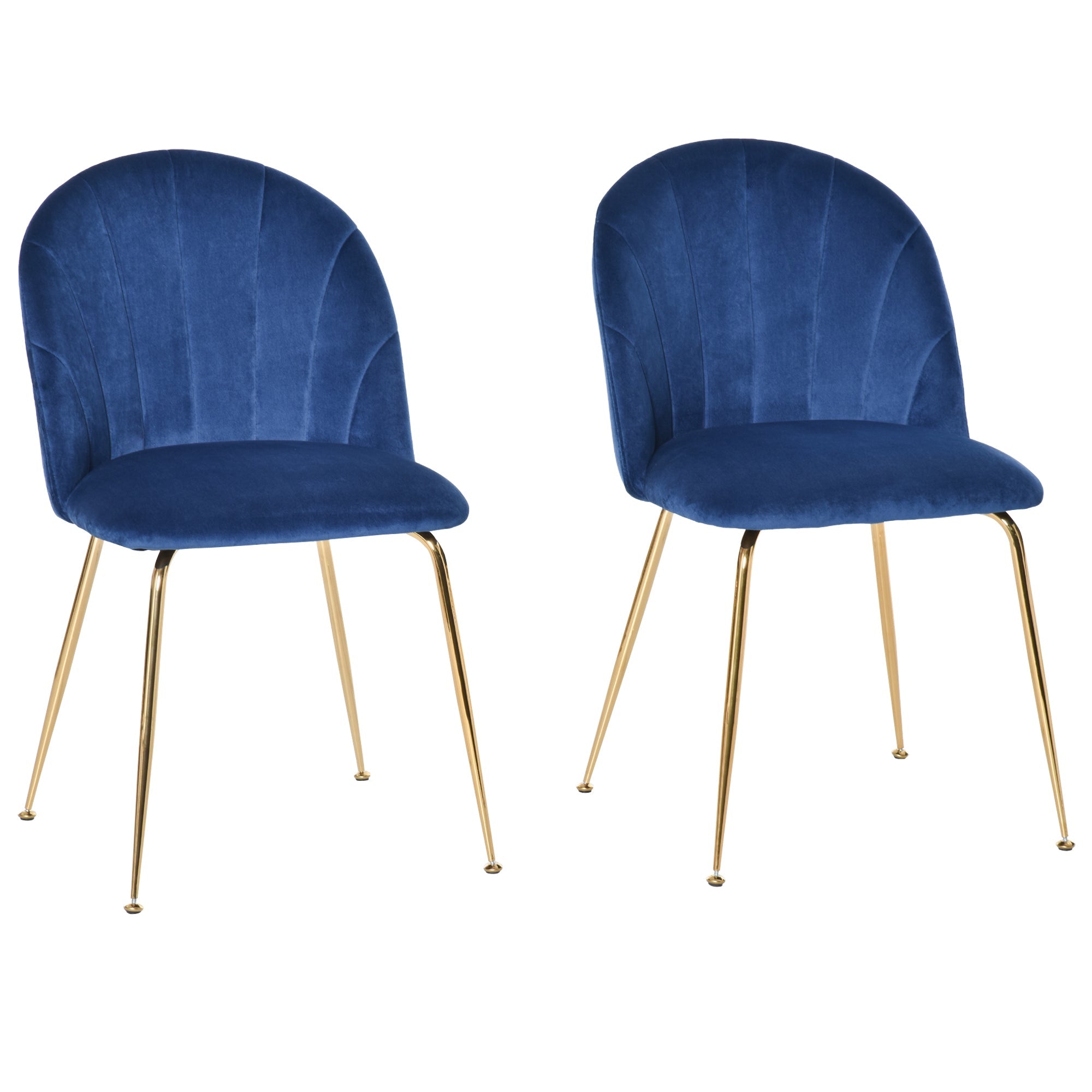 Modern Dining Chairs Set of 2, Upholstered Kitchen Chairs, Accent Chair with Gold Metal Legs for Kitchen, Dining Room, Blue Bar Stools Blue  at Gallery Canada