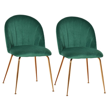 Modern Dining Chairs Set of 2, Upholstered Kitchen Chairs, Accent Chair with Gold Metal Legs for Kitchen, Dining Room, Green Bar Stools Green  at Gallery Canada