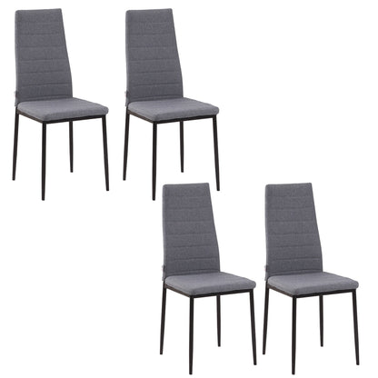 Modern Dining Chairs, Set of 4, High Back Linen Fabric Upholstery and Metal Legs for the Living Room, Kitchen, Home Office, Grey Bar Stools Grey  at Gallery Canada