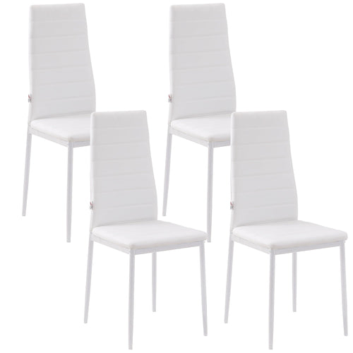 Modern Dining Chairs, Set of 4, High Back PU leather Upholstery and Metal Legs for the Living Room, Kitchen, Home Office, White