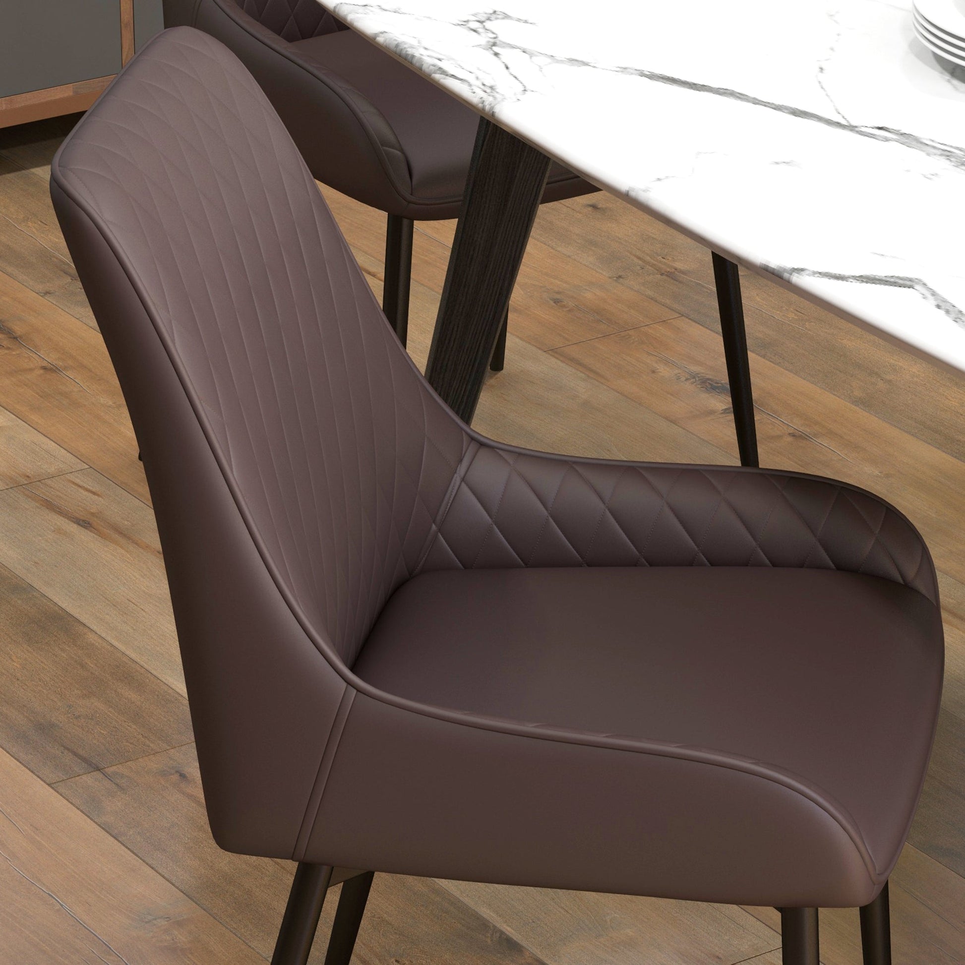 Modern Dining Chairs Set of 4, PU Leather Kitchen Chairs with Metal Legs for Dining Room, Living Room Bar Stools   at Gallery Canada