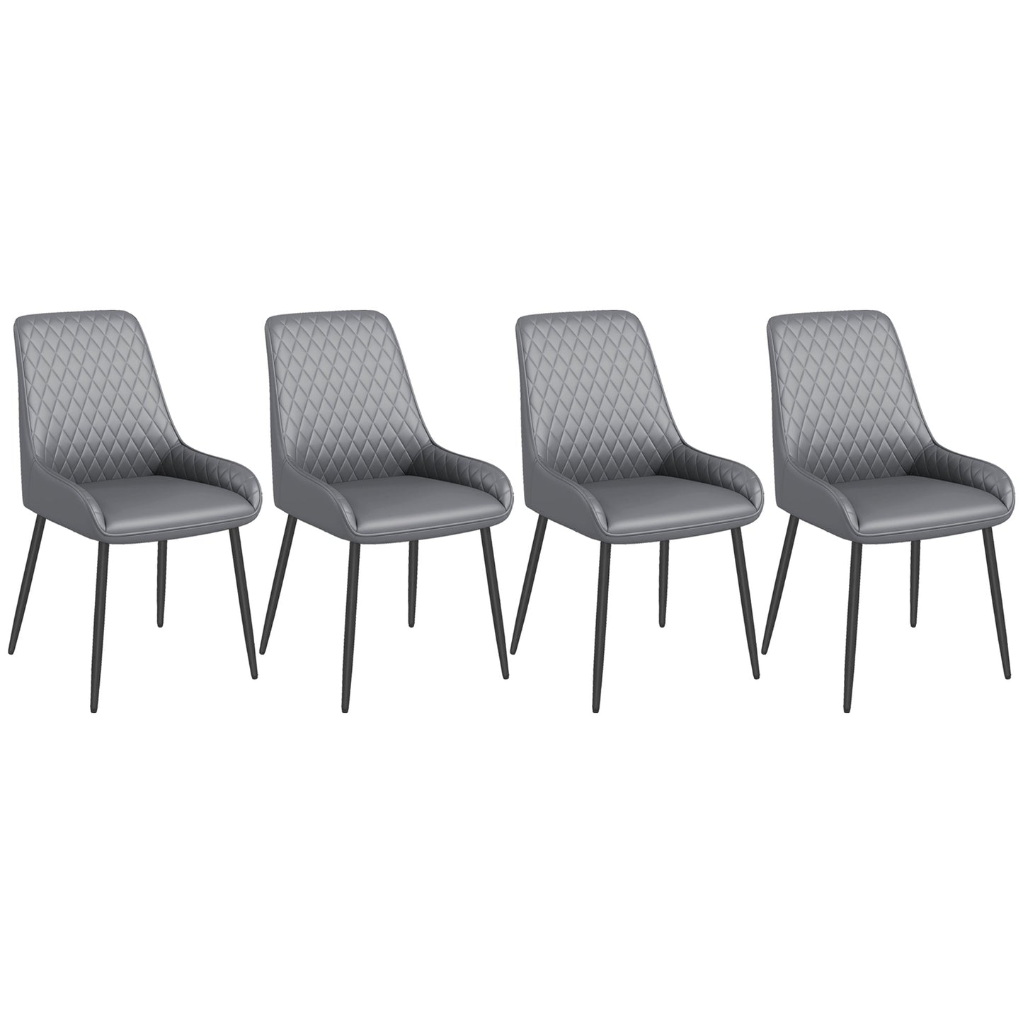 Modern Dining Chairs Set of 4, PU Leather Kitchen Chairs with Metal Legs for Dining Room, Living Room Bar Stools Grey  at Gallery Canada