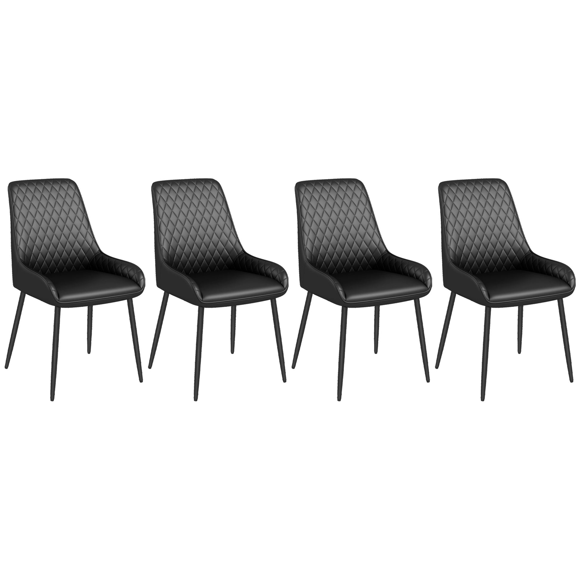 Modern Dining Chairs Set of 4, PU Leather Kitchen Chairs with Metal Legs for Dining Room, Living Room Bar Stools Black  at Gallery Canada