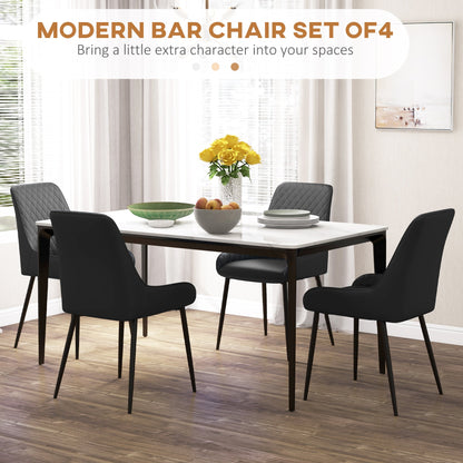 Modern Dining Chairs Set of 4, PU Leather Kitchen Chairs with Metal Legs for Dining Room, Living Room Bar Stools   at Gallery Canada