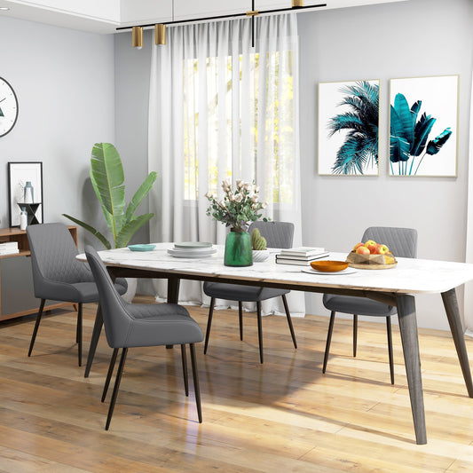 Modern Dining Chairs Set of 4, PU Leather Kitchen Chairs with Metal Legs for Dining Room, Living Room - Gallery Canada