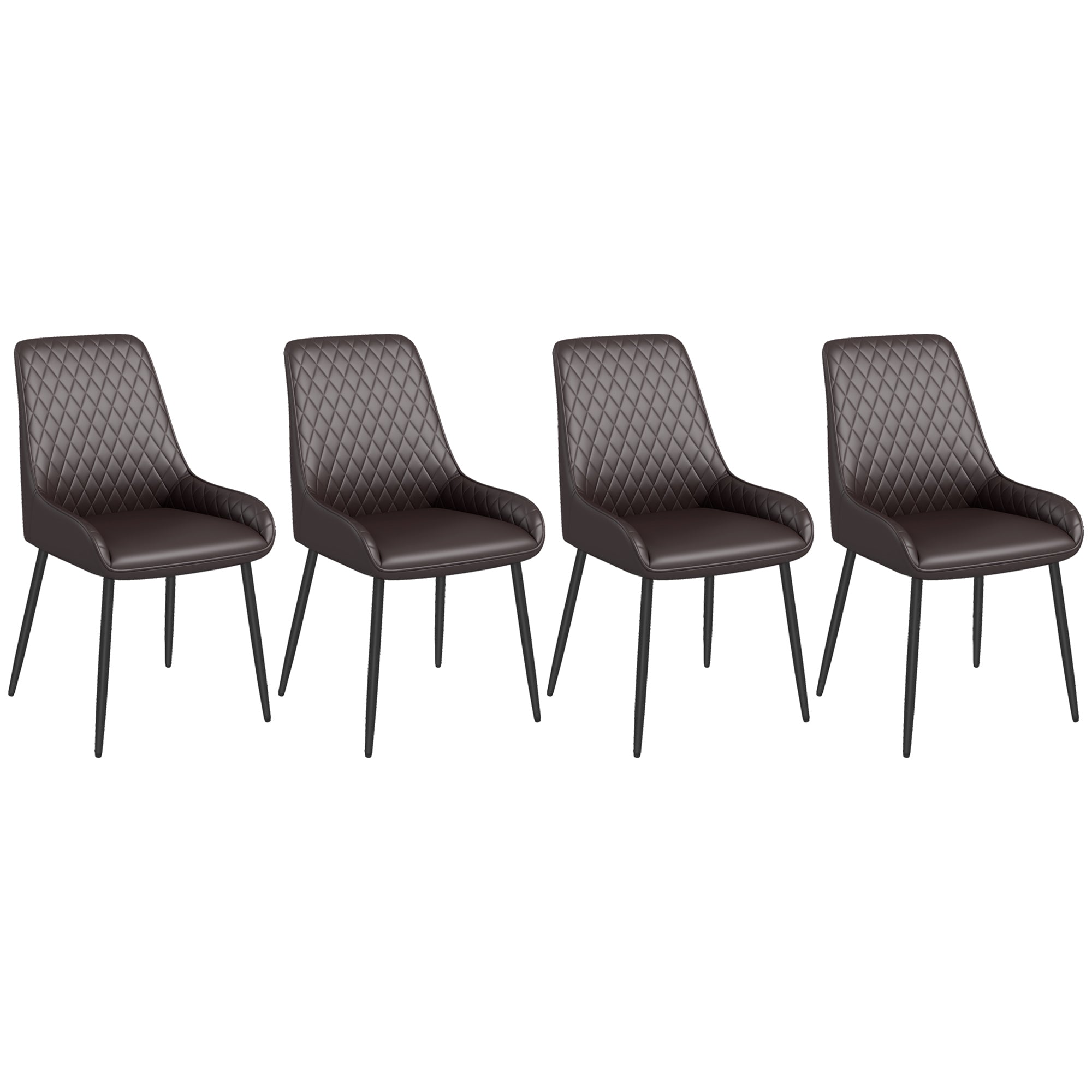 Modern Dining Chairs Set of 4, PU Leather Kitchen Chairs with Metal Legs for Dining Room, Living Room Bar Stools Brown  at Gallery Canada