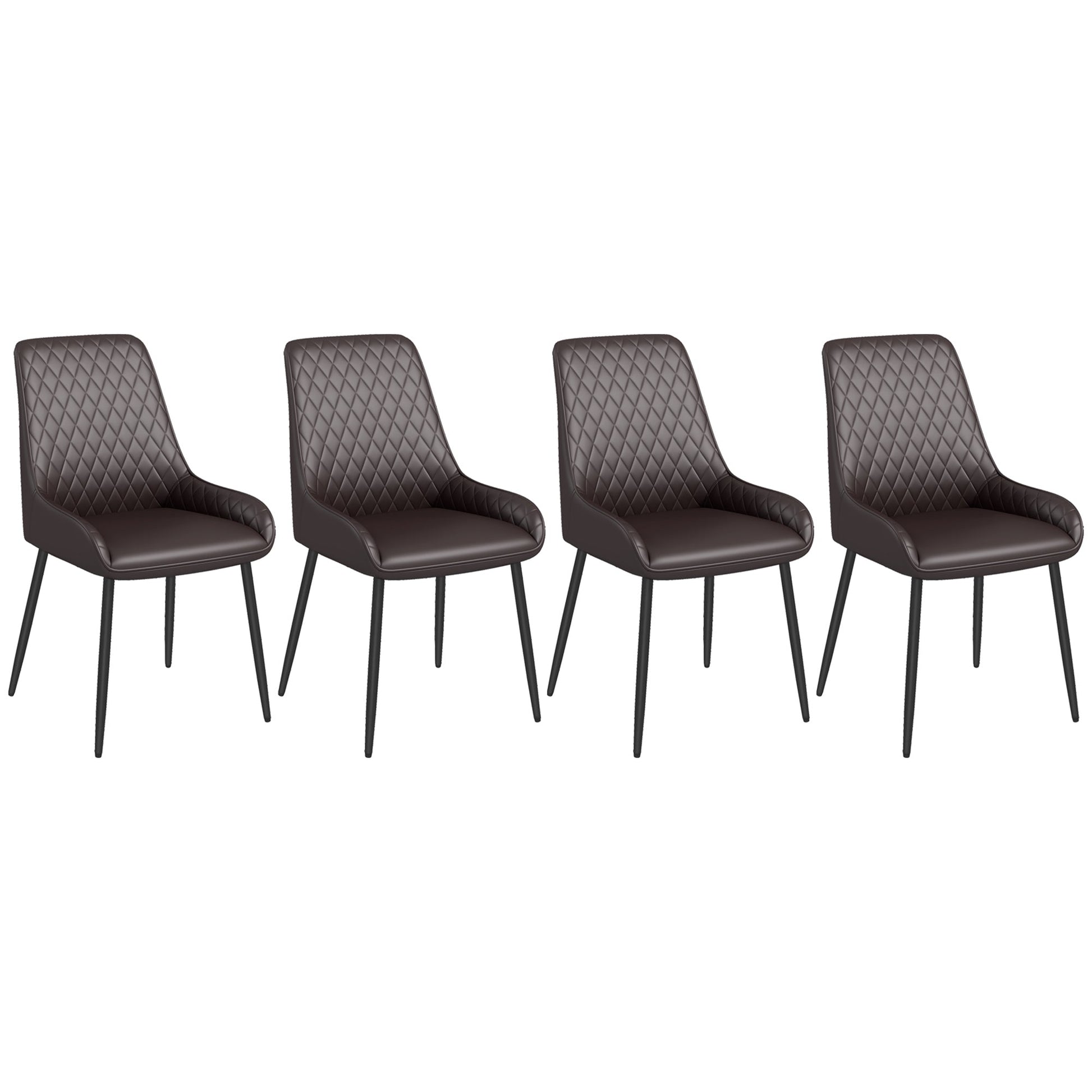 Modern Dining Chairs Set of 4, PU Leather Kitchen Chairs with Metal Legs for Dining Room, Living Room Bar Stools Brown  at Gallery Canada