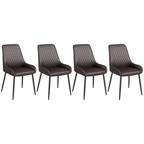 Modern Dining Chairs Set of 4, PU Leather Kitchen Chairs with Metal Legs for Dining Room, Living Room