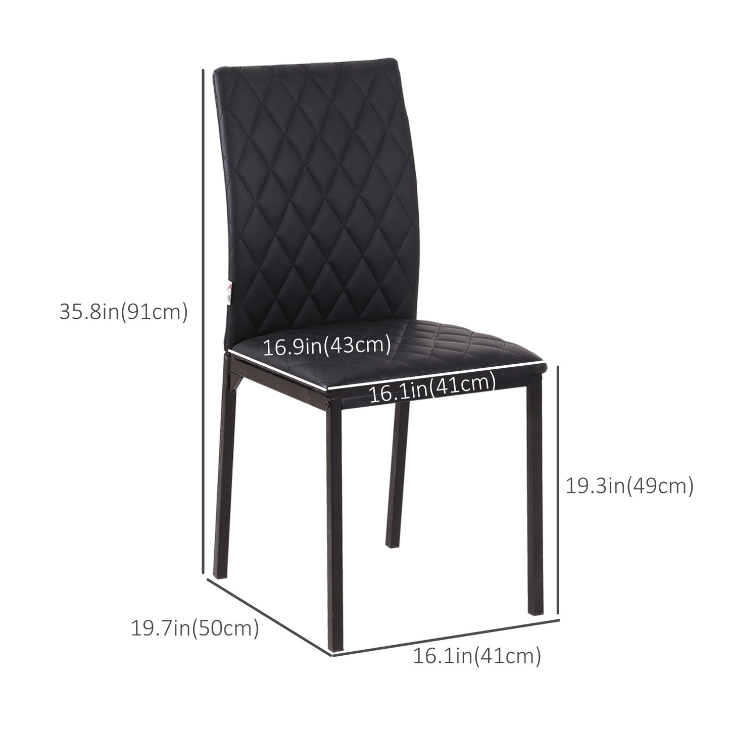 Modern Dining Chairs Set of 4, Upholstered Faux Leather Accent Chairs with Metal Legs for Kitchen, Black - Gallery Canada