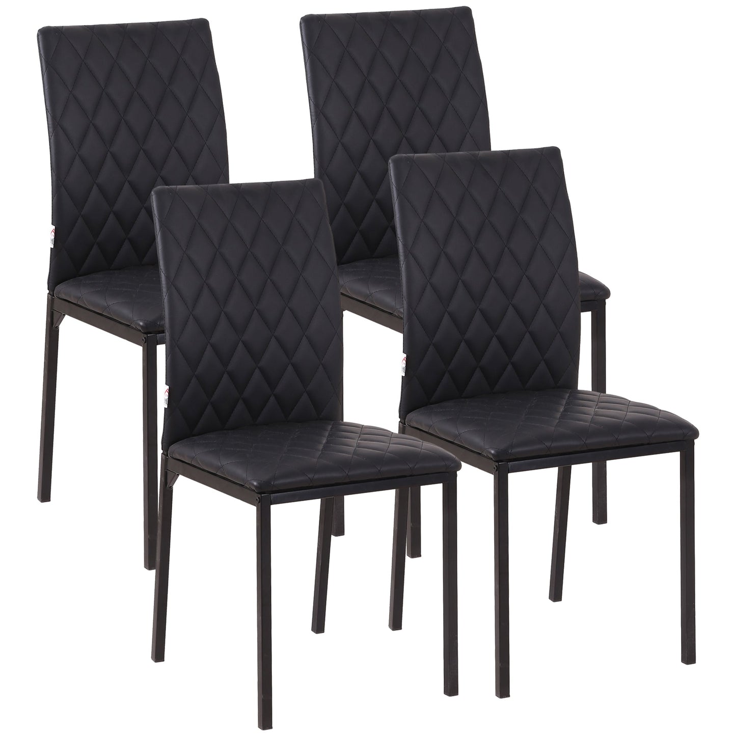 Modern Dining Chairs Set of 4, Upholstered Faux Leather Accent Chairs with Metal Legs for Kitchen, Black Bar Stools Black  at Gallery Canada