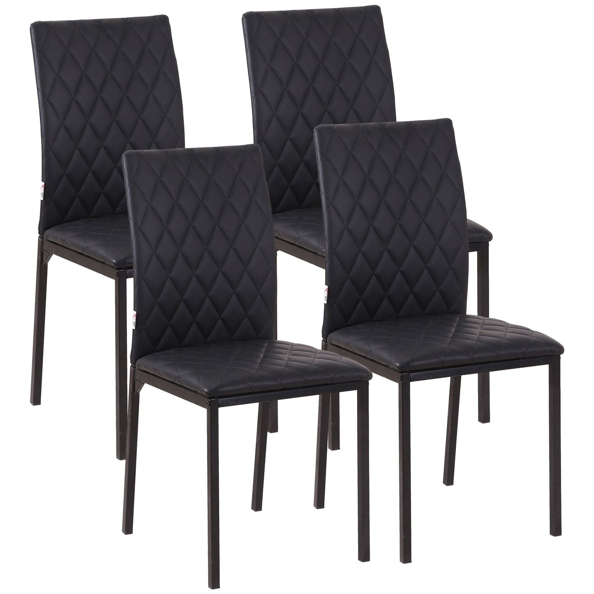 Modern Dining Chairs Set of 4, Upholstered Faux Leather Accent Chairs with Metal Legs for Kitchen, Black - Gallery Canada