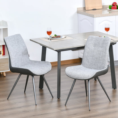 Modern Dining Chairs Upholstered Fabric and PU Leather Accent Chairs with Metal Legs for Kitchen, Set of 2, Grey Bar Stools   at Gallery Canada