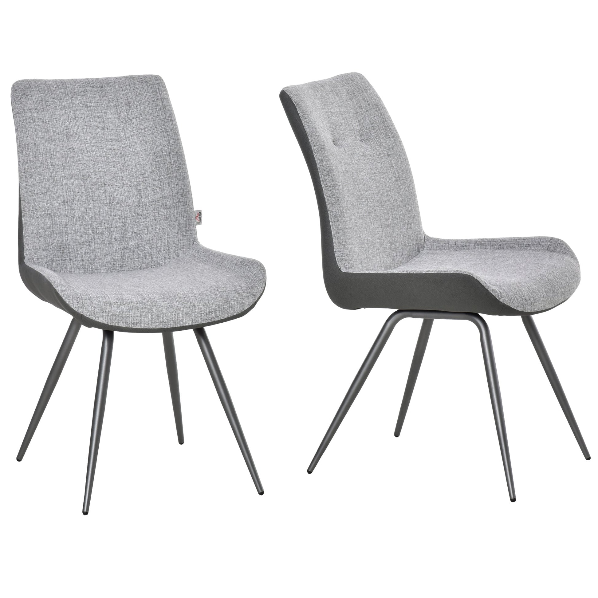 Modern Dining Chairs Upholstered Fabric and PU Leather Accent Chairs with Metal Legs for Kitchen, Set of 2, Grey Bar Stools   at Gallery Canada