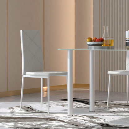 Modern Dining Table Set for 4, Space-Saving 5 Pieces Kitchen Table Set with Rectangle Table and Steel Frame, White Bar Sets   at Gallery Canada