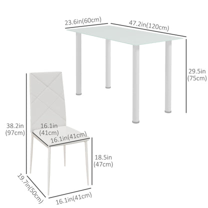 Modern Dining Table Set for 4, Space-Saving 5 Pieces Kitchen Table Set with Rectangle Table and Steel Frame, White Bar Sets   at Gallery Canada