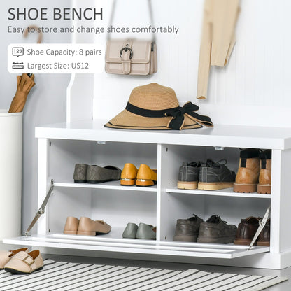 3-in-1 Hall Tree Coat Rack with Shoe Storage Bench, Hooks, Shelves, White Clothing Storage   at Gallery Canada